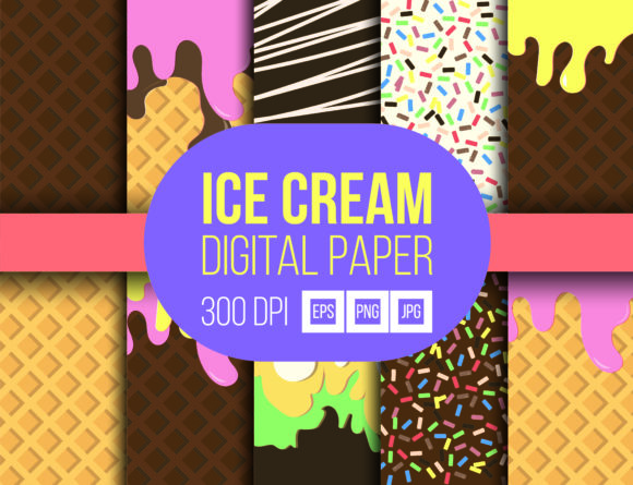 Download Ice Cream Digital Paper - Digital Collection