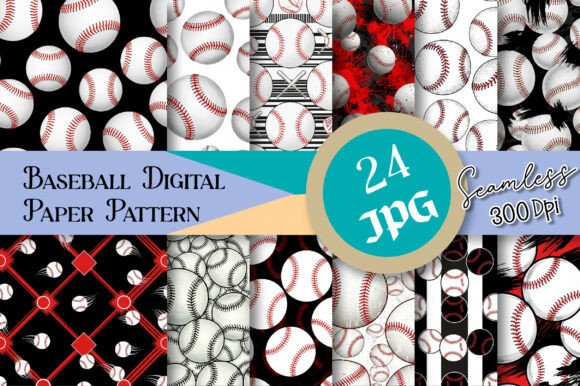 Download Baseball Digital Paper Pattern - Digital Collection