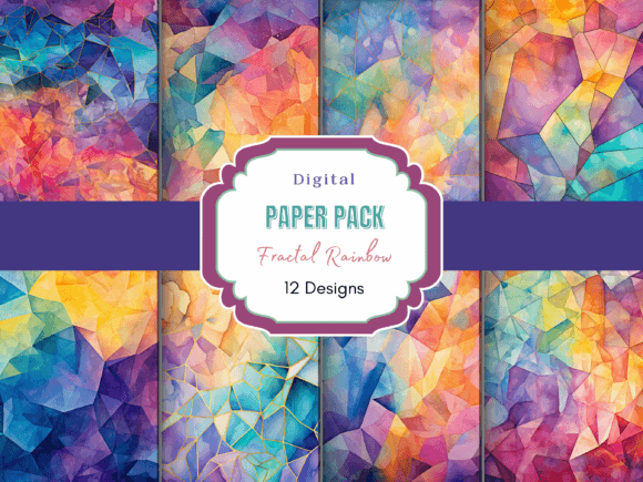 Download Fractal Rainbow Pattern Digital Paper - Digital Collection