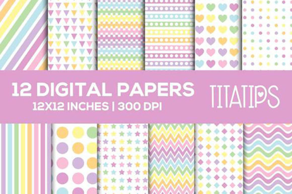 Download Pastel Rainbow Digital Papers Set - Digital Collection
