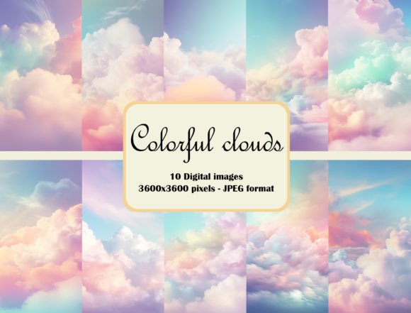 Download Colorful Clouds Digital Paper Bundle - Digital Collection