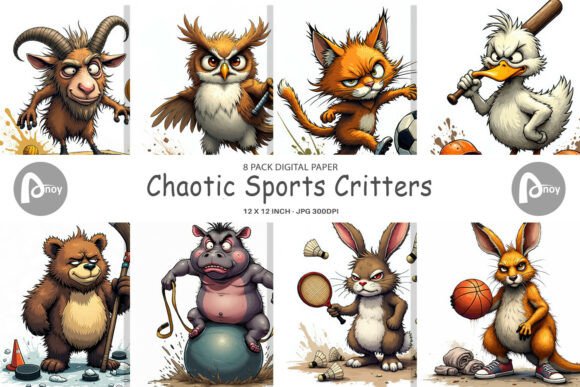 Download Digital Paper Sports Chaos Critters - Digital Collection