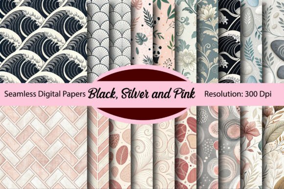 Download Black, Silver and Pink Digital Paper - Digital Collection