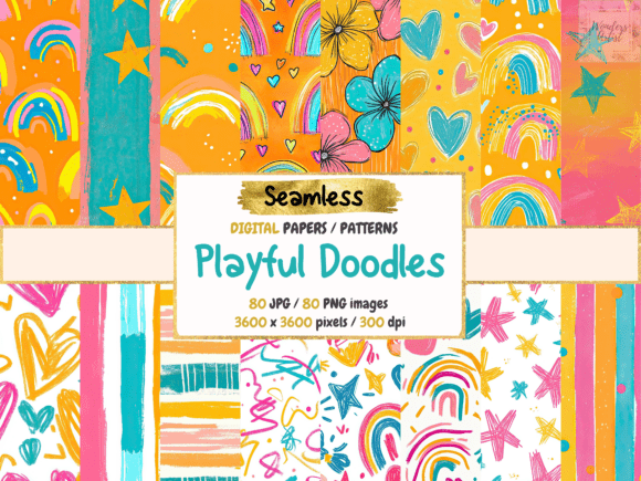 Download Playful Doodles Seamless Digital Papers - Digital Collection