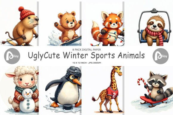 Download UglyCute Winter Sports Digital Paper - Premium Resources
