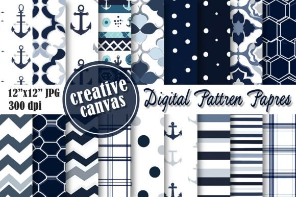 Download Navy Anchor Digital Paper Bundle - Digital Collection