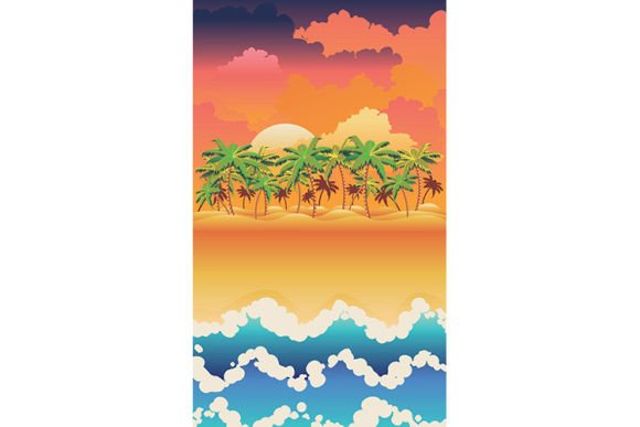 Download Sunrise Tropical Island with Palms - Premium Resources