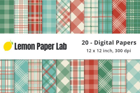 Download Vintage Christmas Plaid Digital Paper - Digital Collection
