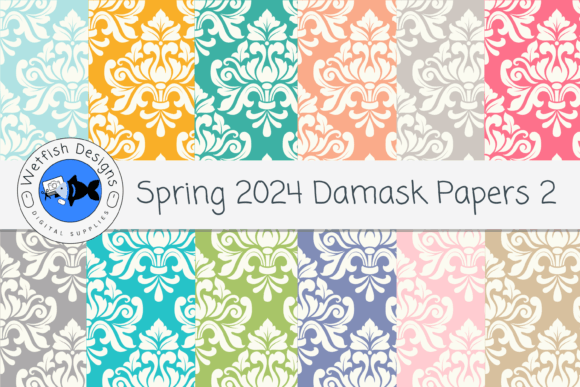 Download Spring Damask Digital Scrapbook Paper - Digital Collection
