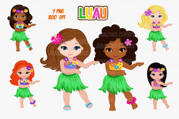 Download Luau Party Digital Clipart Hawaiian Girl - Digital Collection