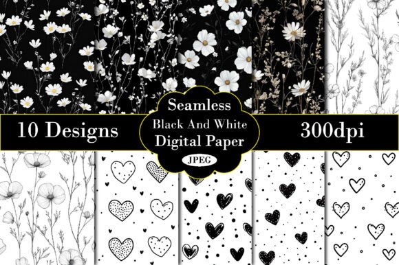 Download Black and White Background Digital Paper - Digital Collection