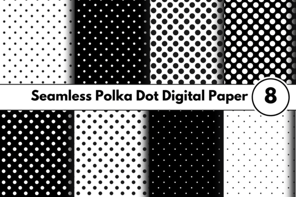 Download Black and White Polka Dot Digital Paper - Digital Collection