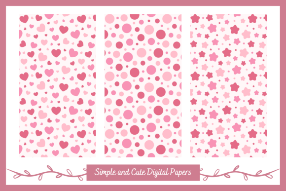 Download Seamless Dots Hearts Stars Digital Paper - Digital Collection