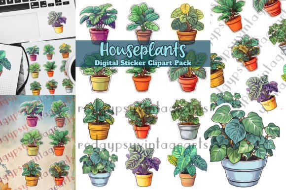 Download Houseplants Digital Stickers Clipart - Digital Collection