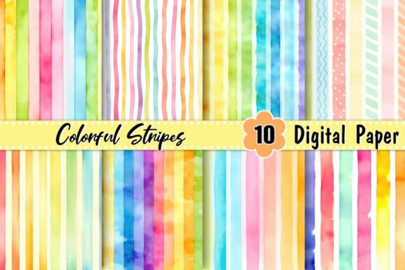 Download Colorful Stripes Digital Paper - Digital Collection