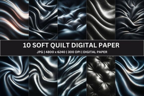 Download 10 Black Metallic Quilt Digital Paper - Digital Collection