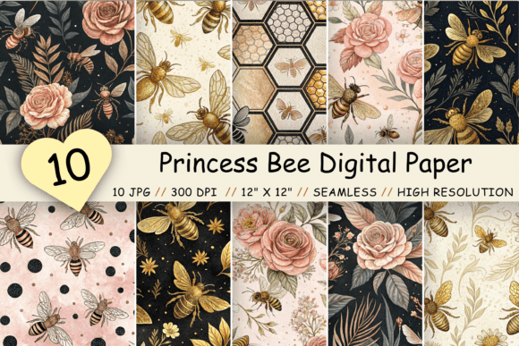 Download Princess Bee Digital Paper Pack, Floral - Digital Collection