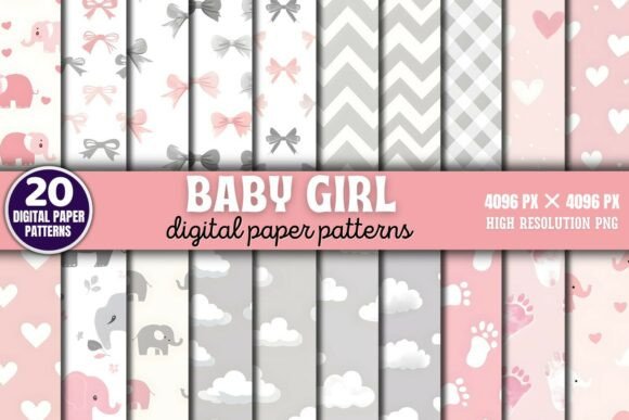 Download Baby Girl Patterns Pink Digital Paper Ba - Digital Collection