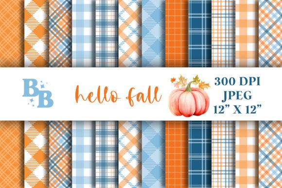 Download 12" Hello Fall Digital Papers Orange Blu - Digital Collection