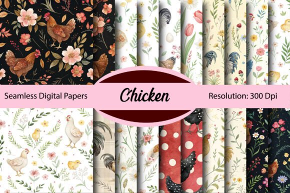 Download Chicken Seamless Digital Paper - Digital Collection