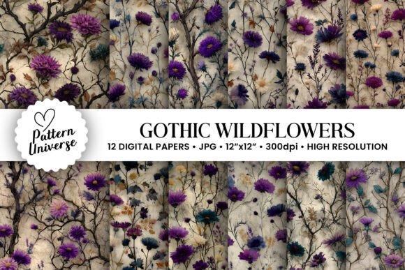 Download Gothic Wildflowers Garden Digital Papers - Digital Collection