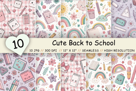 Download Cute Back to School Digital Paper Bundle - Digital Collection