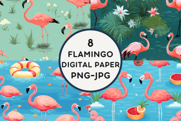 Download Flamingo Digital Paper PNG-JPG - Digital Collection
