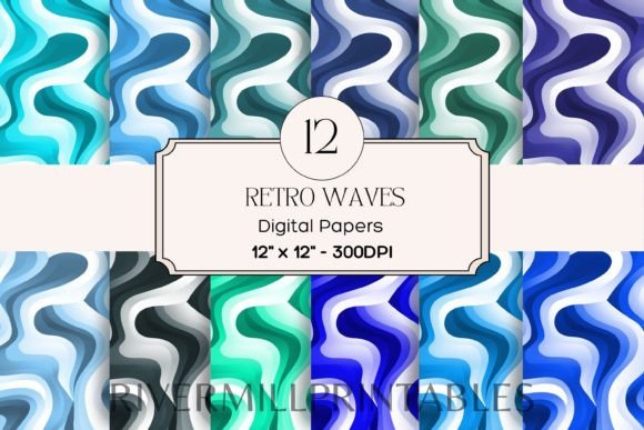 Download Retro Wavy Lines Digital Paper Pack - Wavy lines Collection
