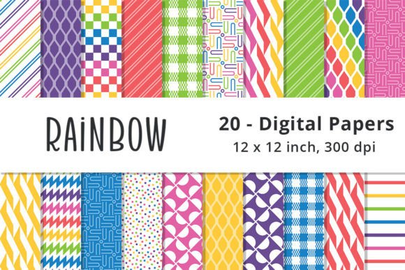 Download Rainbow Pattern Digital Paper Background - Digital Collection