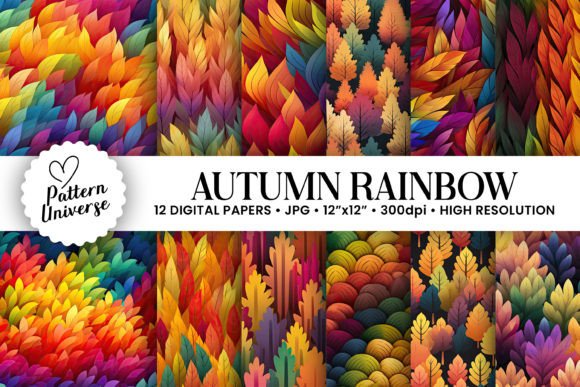 Download Autumn Rainbow Pattern Digital Papers - Digital Collection