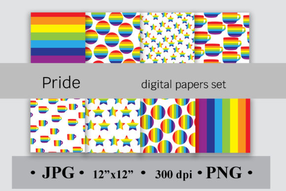 Download Pride Digital Paper Set, Rainbow Pattern - Digital Collection