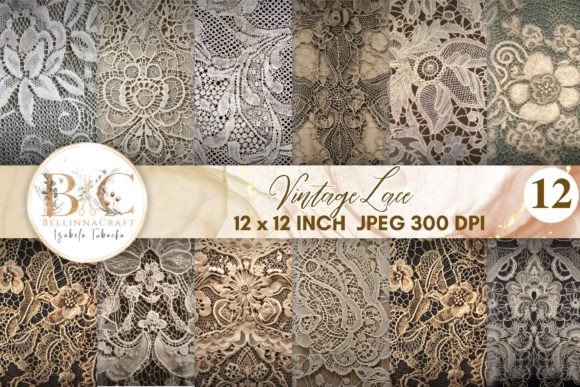 Download Vintage Antique Lace Digital Papers - Digital Collection