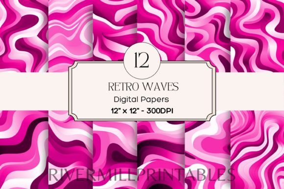 Download Retro Wavy Lines Digital Paper Pack - Wavy lines Collection