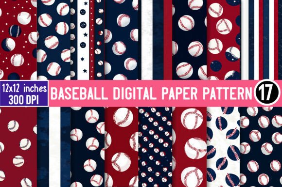 Download Baseball Digital Paper Pattern - Digital Collection