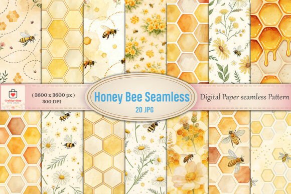 Download Honey Bee Digital Paper Bundle - Digital Collection