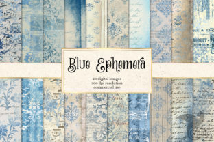 Download Blue Ephemera Digital Paper - Digital Collection