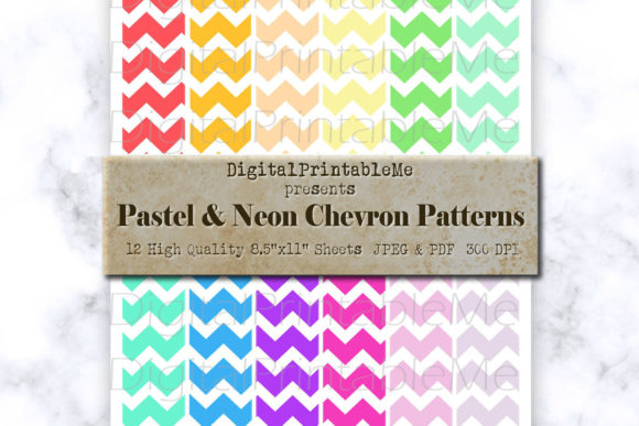 Download Multicolor Chevron Digital Paper, Neon W - Digital Collection