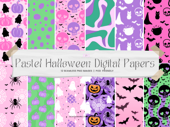 Download Pastel Halloween Seamless Digital Papers - Digital Collection