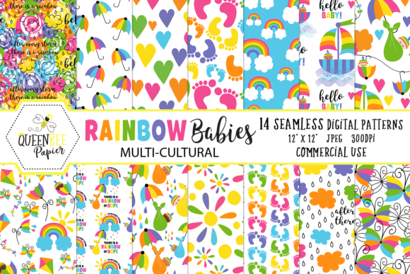 Download Seamless Rainbow Baby Digital Paper - Digital Collection