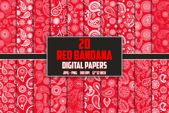 Download Red Bandana Paisley Digital Papers - Digital Collection
