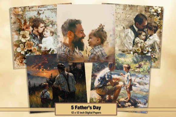 Download Vintage Fathers Day Digital Paper Pack 5 - Digital Collection