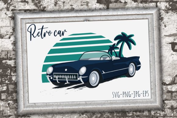Download Retro Car at Sunset and Palms Design - Premium Resources