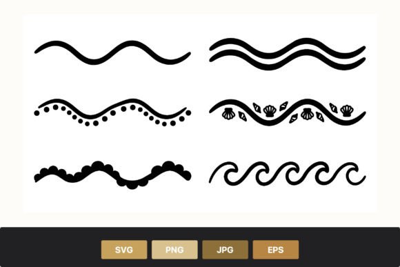 Download Black Wavy Lines with Shells Graphic - Wavy lines Collection