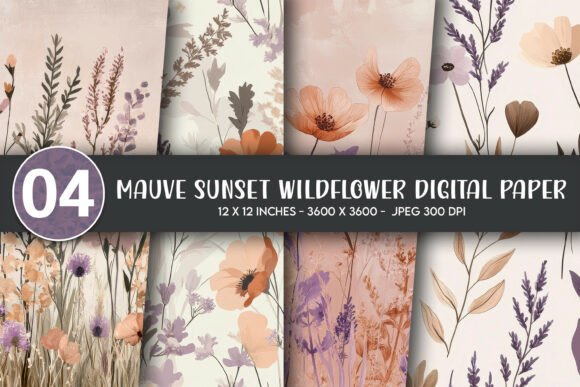 Download Mauve Sunset Wildflower Digital Paper - Digital Collection