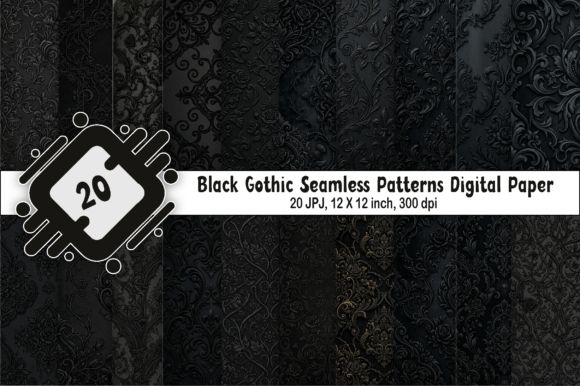 Download Black Gothic Seamless Patterns DIGITAL - Digital Collection