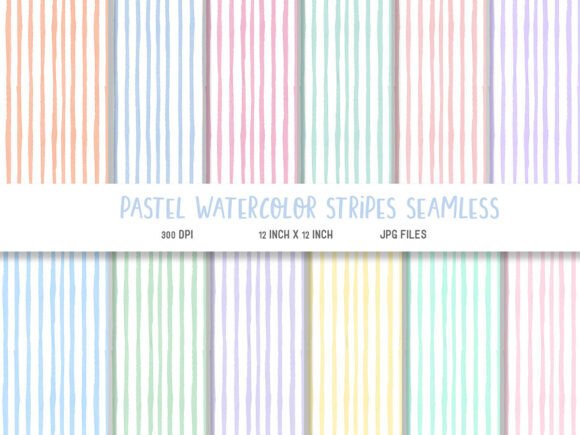 Download Pastel Watercolor Stripes Digital Paper - Digital Collection