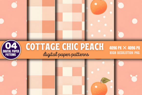 Download Cottage Chic Peach Digital Background - Digital Collection