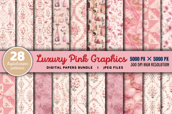 Download Luxury Pink Digital Paper Bundle - Digital Collection