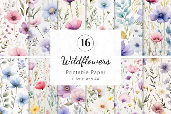 Download Wildflowers Digital Papers Bundle - Digital Collection