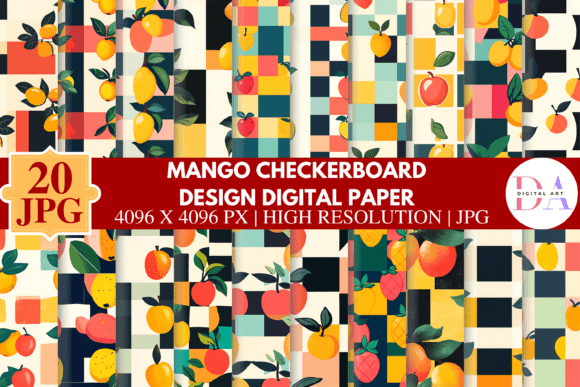 Download Mango Checkerboard Design Digital Paper - Digital Collection